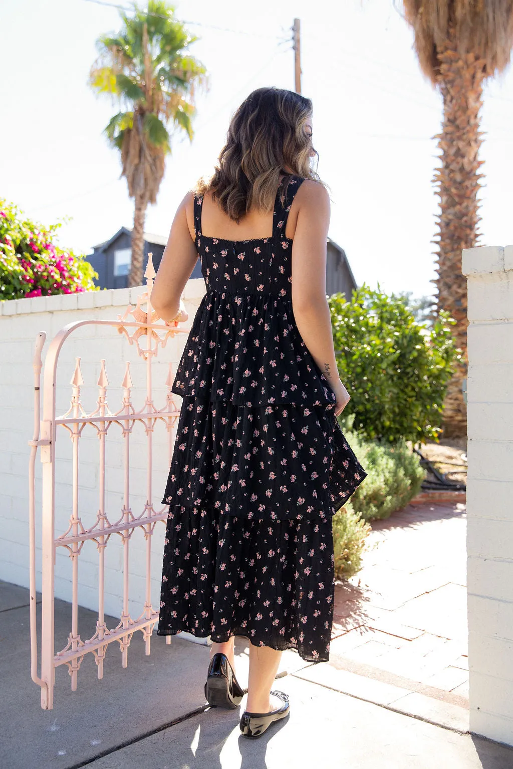 Tiered Floral Midi Dress