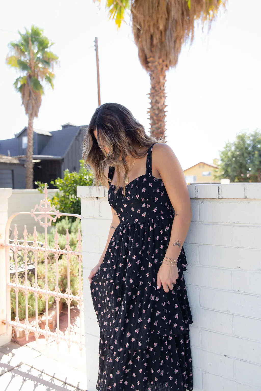 Tiered Floral Midi Dress