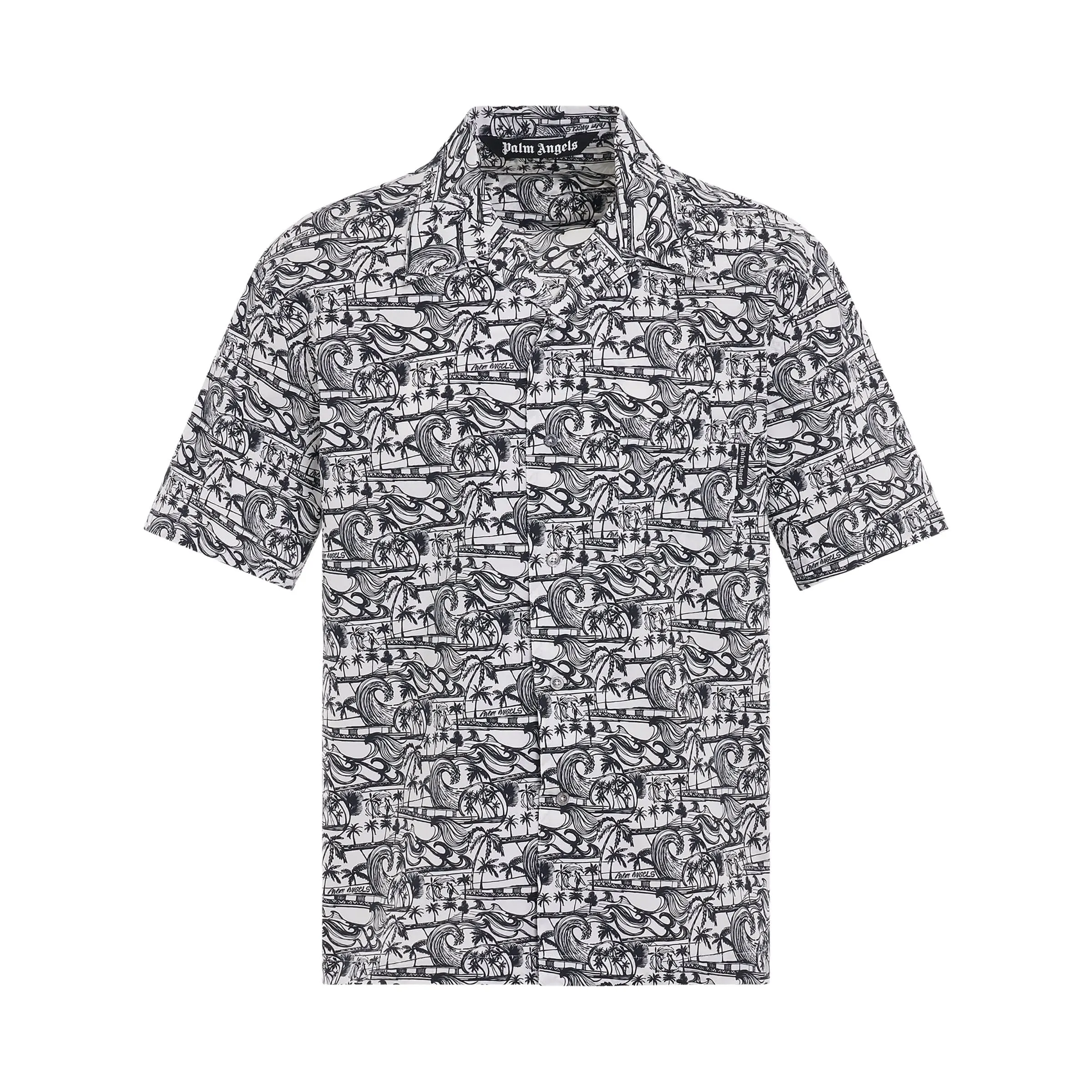 Waves Bowling Shirt in White/Black