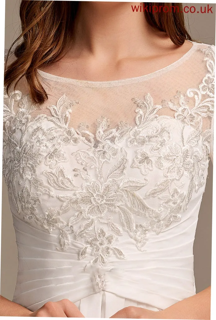 Wedding Lace Dress Mercedes With Asymmetrical A-Line Wedding Dresses Illusion