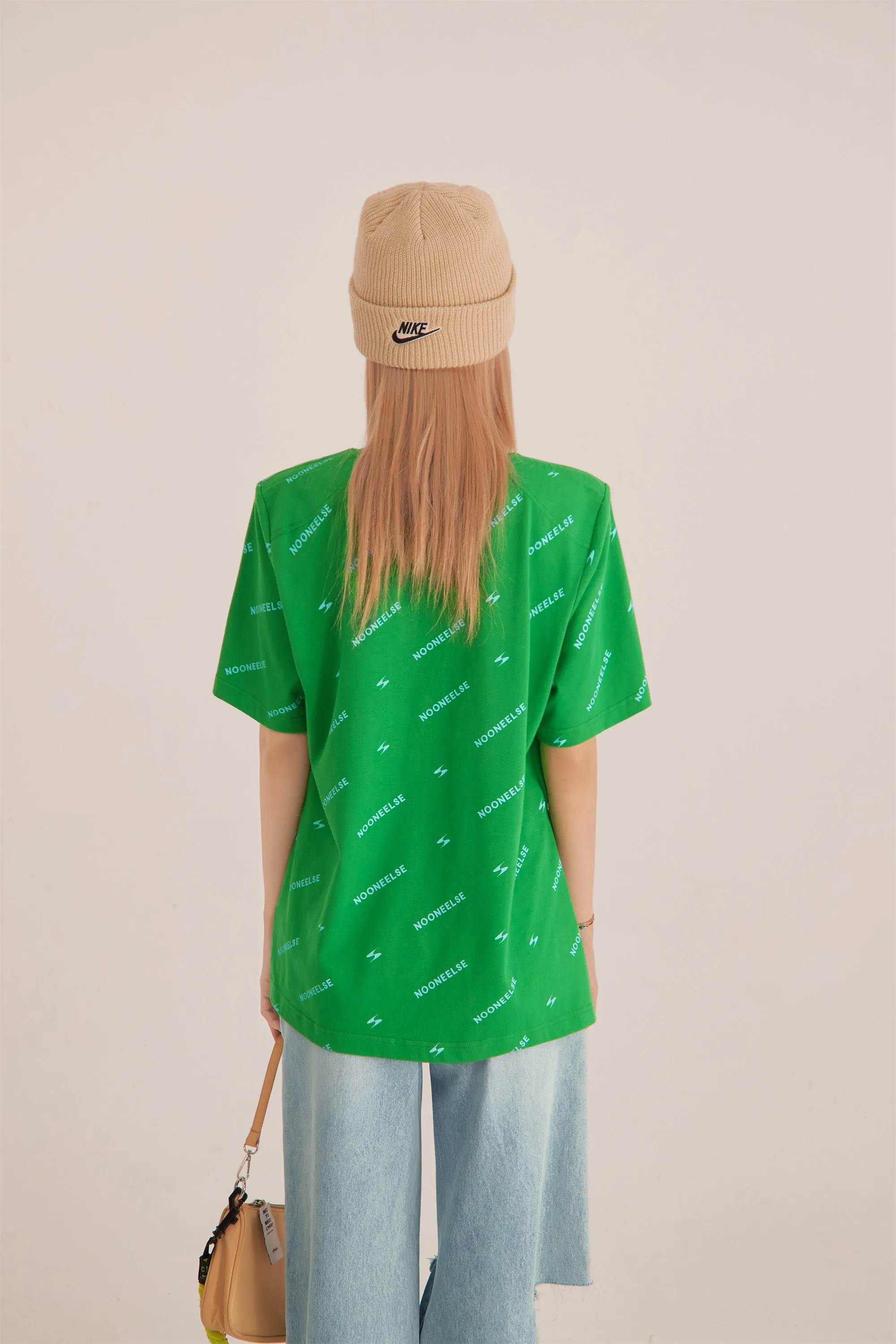 Wide Side Slit Green T-Shirt