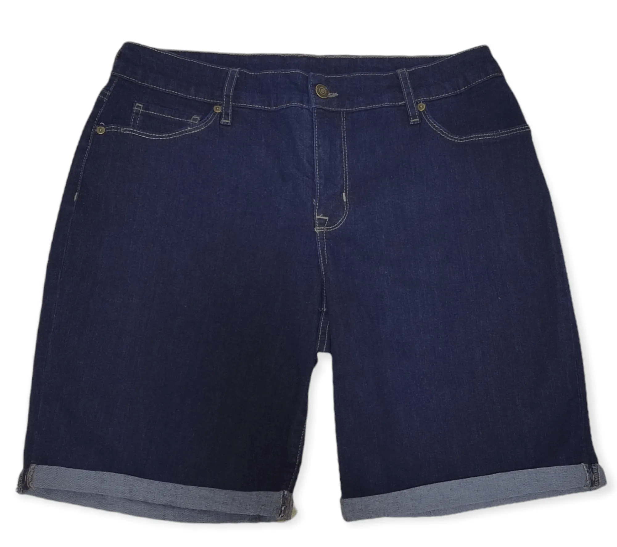 Women Shorts - Dark Blue Jeans (button & folded)