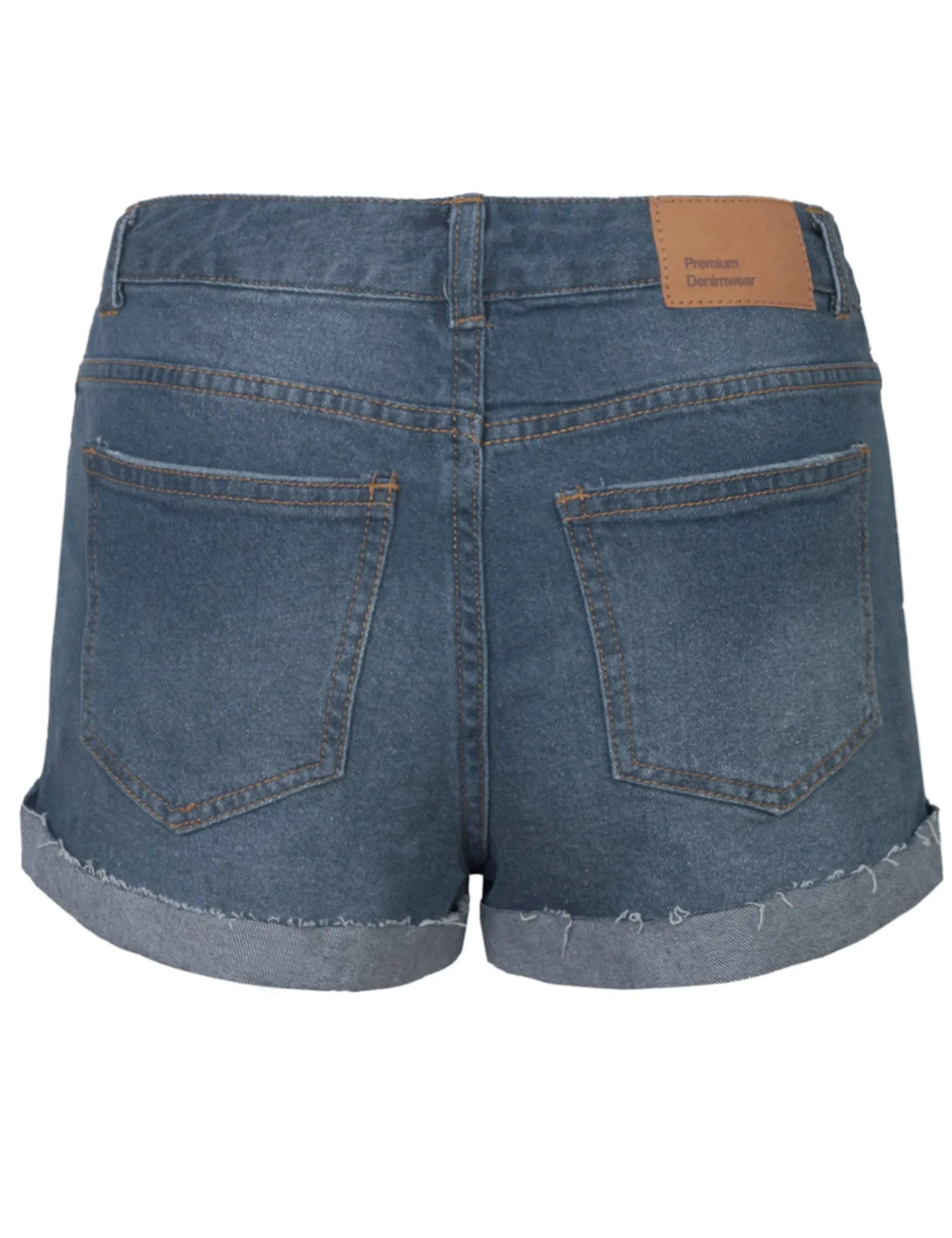 Women's Distressed Denim Shorts Folded Hem