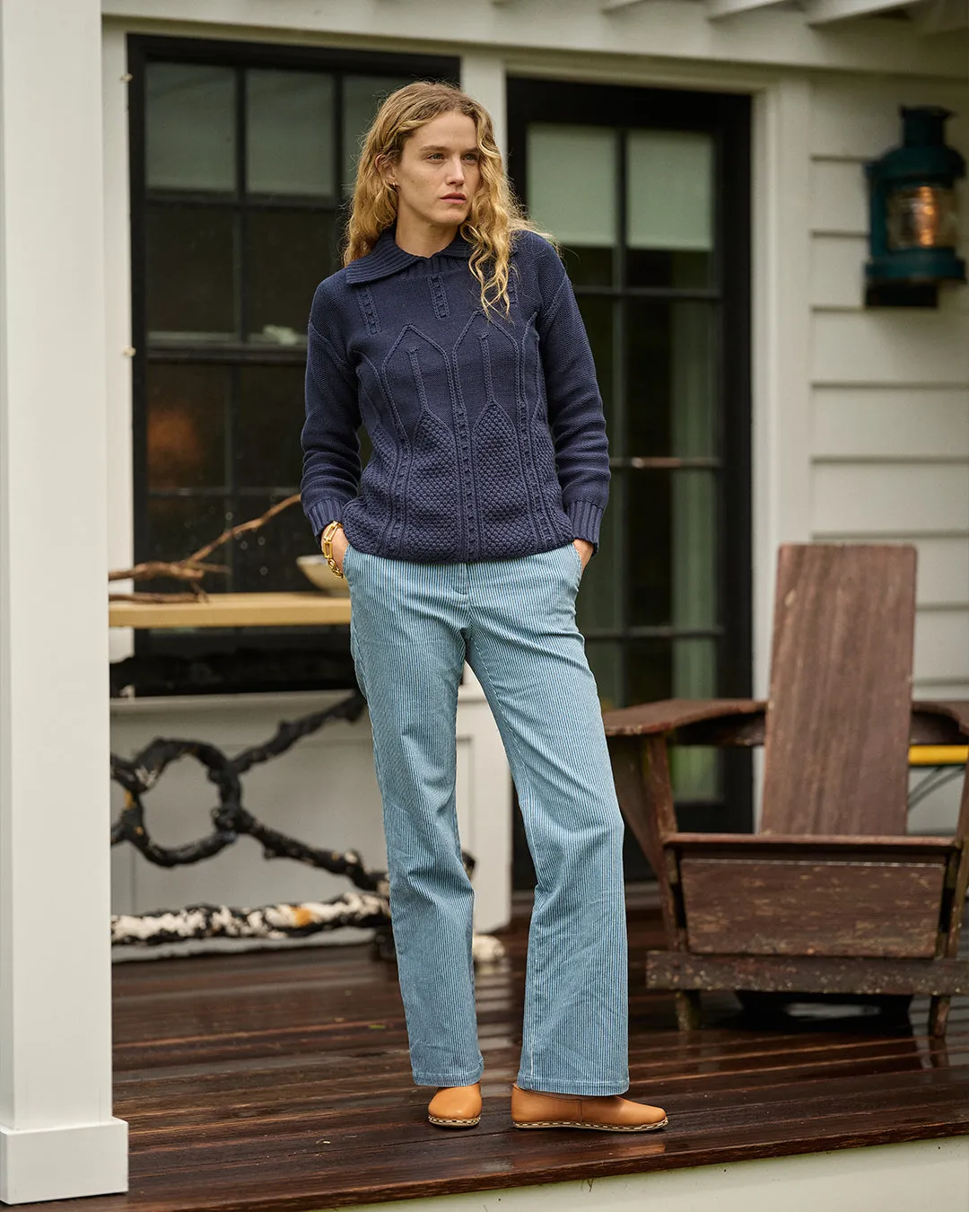 Women's Relaxed Pant in Railroad Stripe